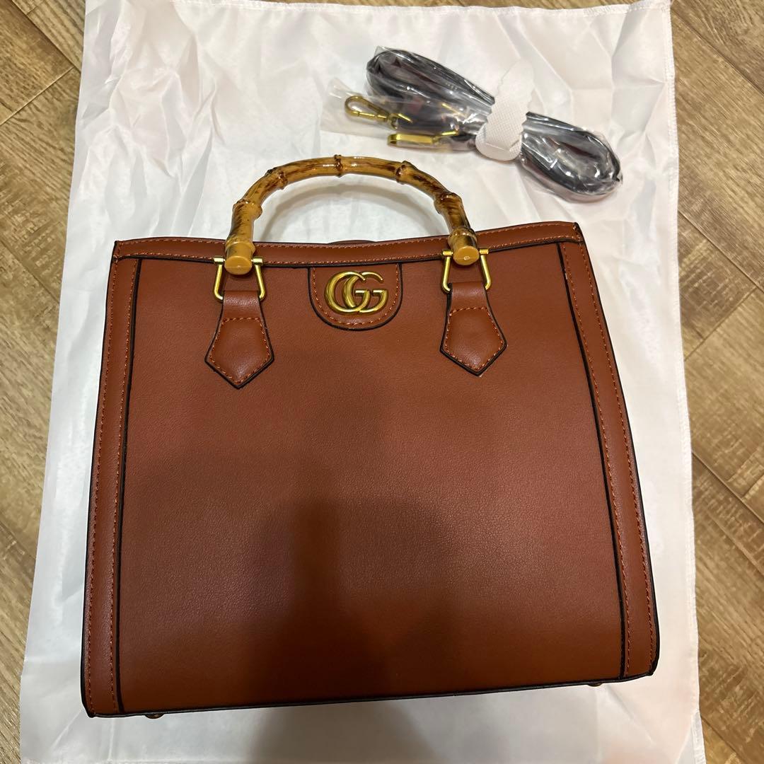 ブラウン バンブーハンドバッグ　バレンタイン