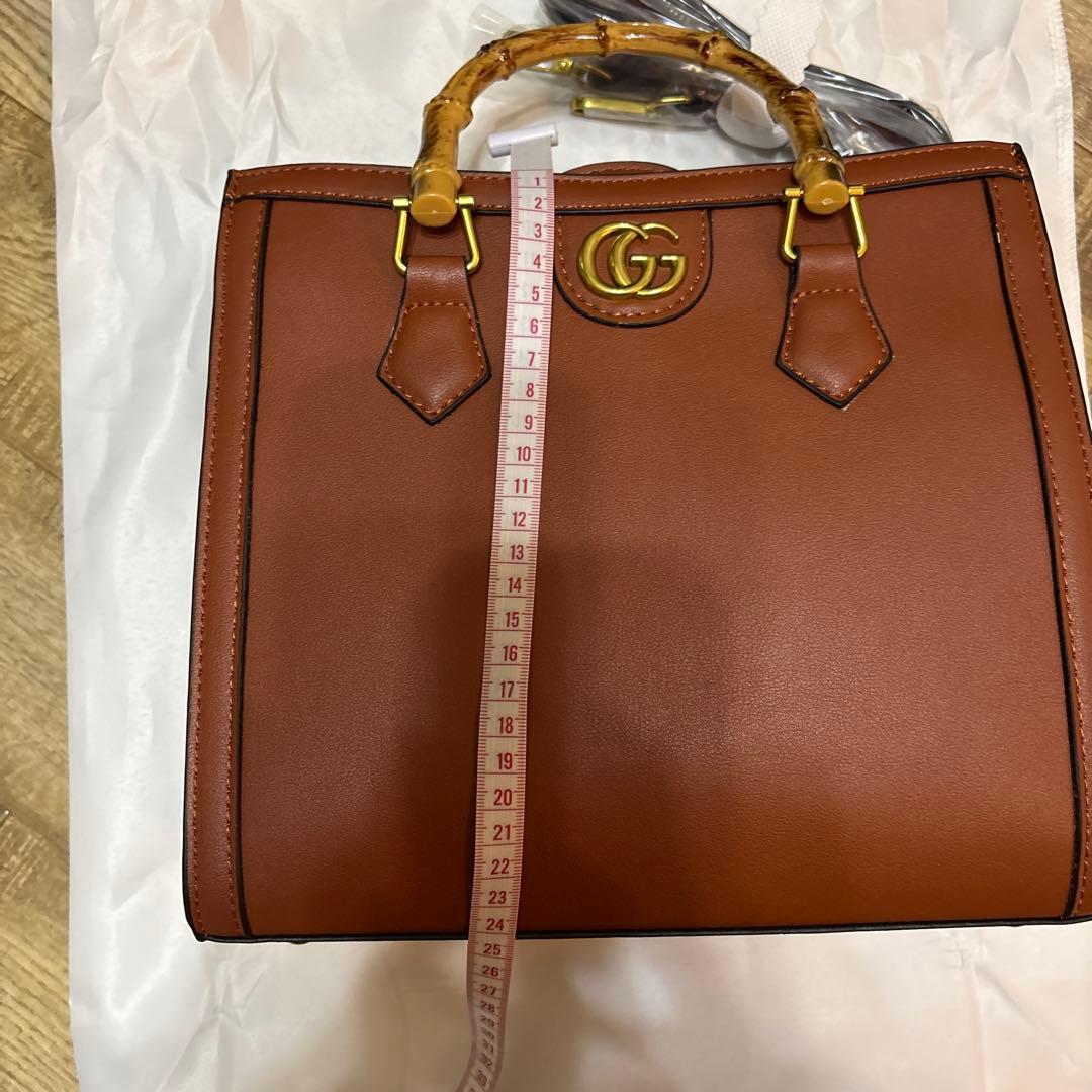 ブラウン バンブーハンドバッグ　バレンタイン