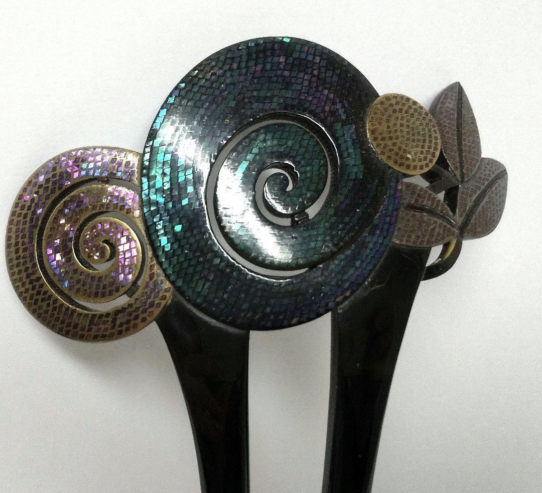 【永光作】本鼈甲 螺鈿簪 銘あり 美品