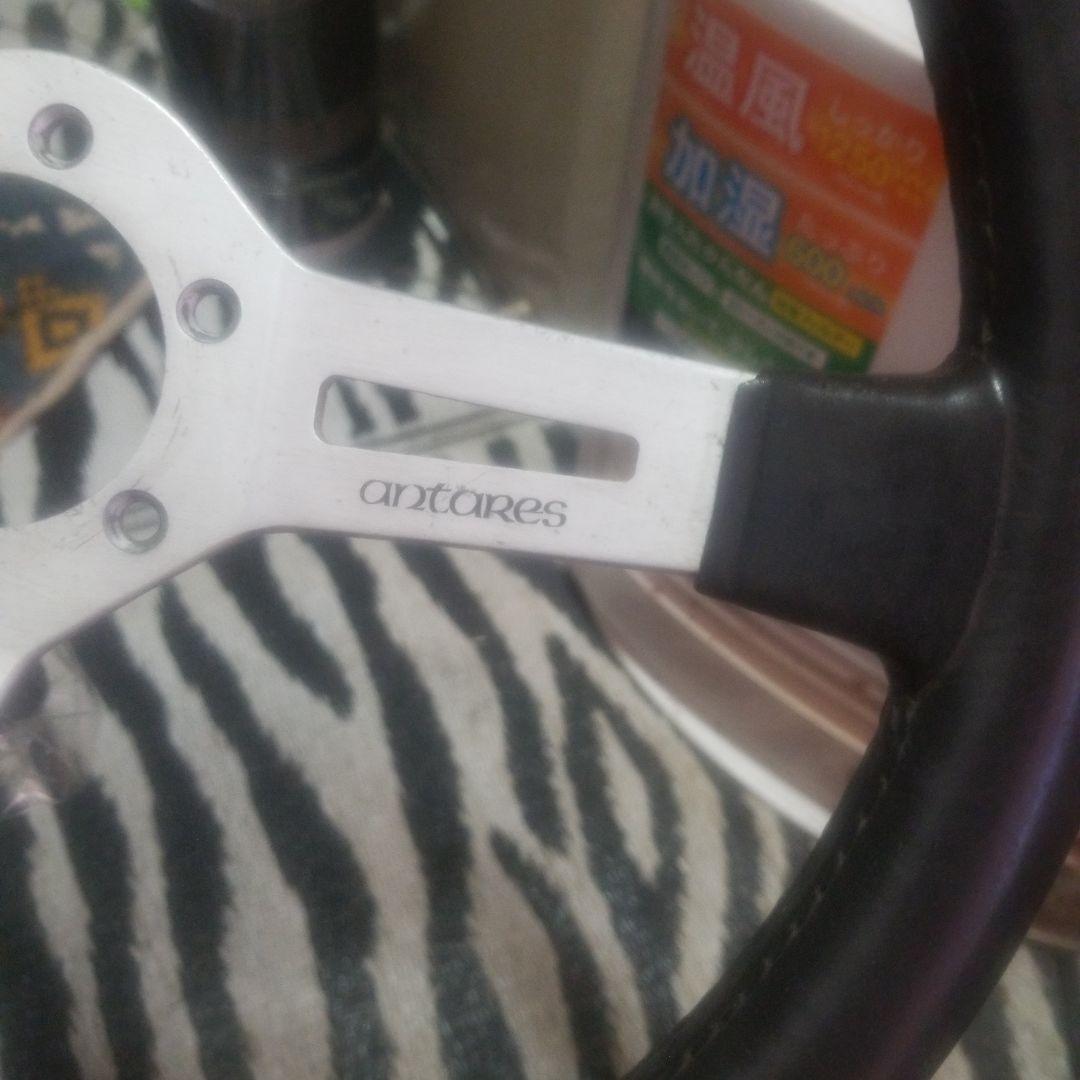 当時物 EVA antares ステアリングホイール 黒/シルバー