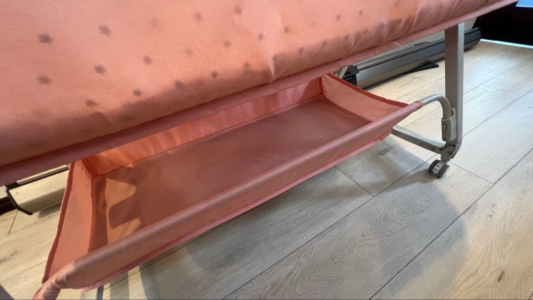 ベビーベッド 添い寝 新生児ベッド 調節可能 蚊帳付 ピンク キャスター付き