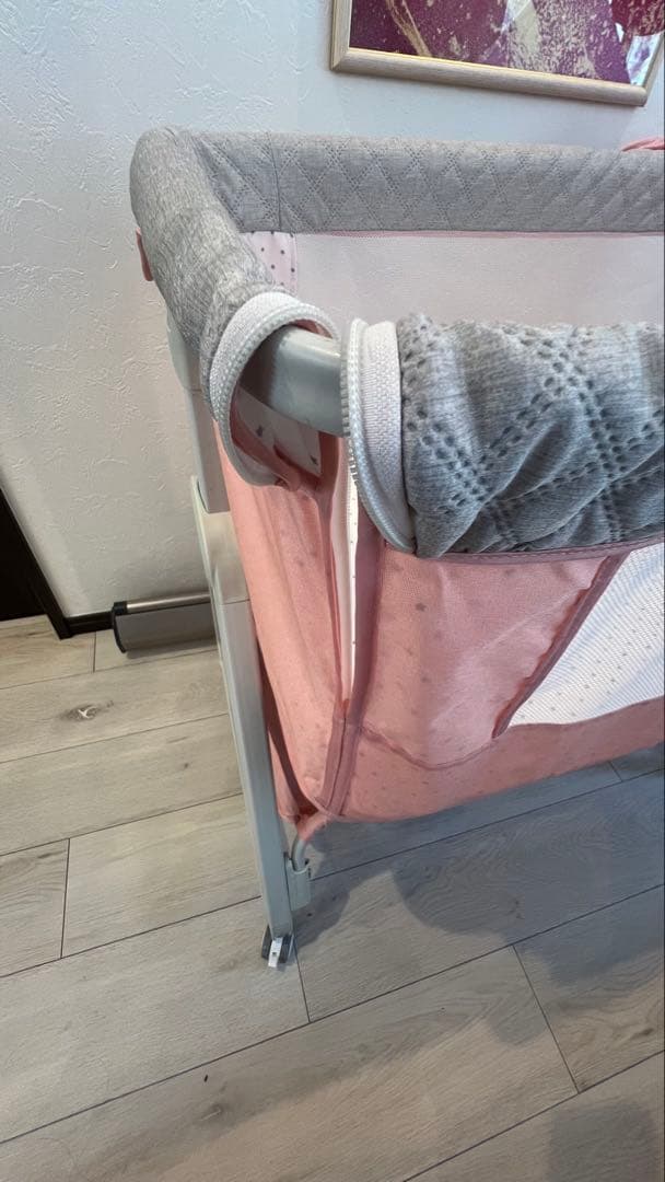 ベビーベッド 添い寝 新生児ベッド 調節可能 蚊帳付 ピンク キャスター付き