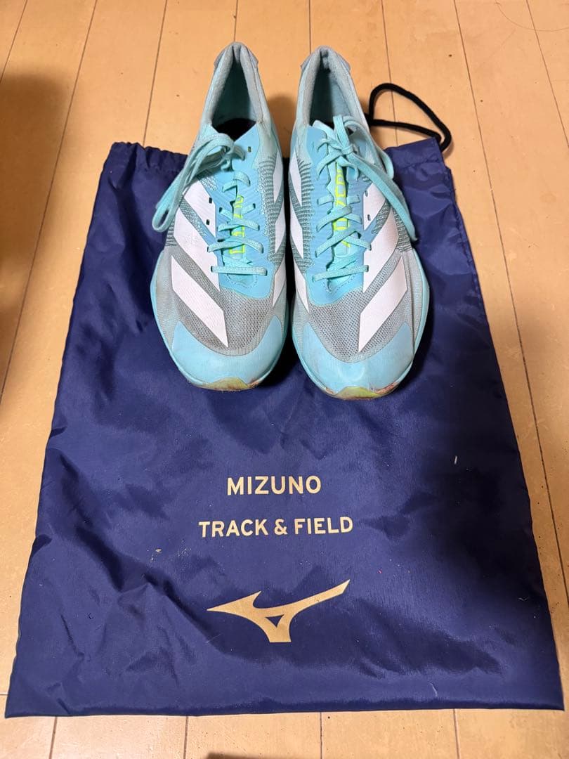 ADIZERO FINESSEミントグリーンスパイク27.5cmシューズ袋セット