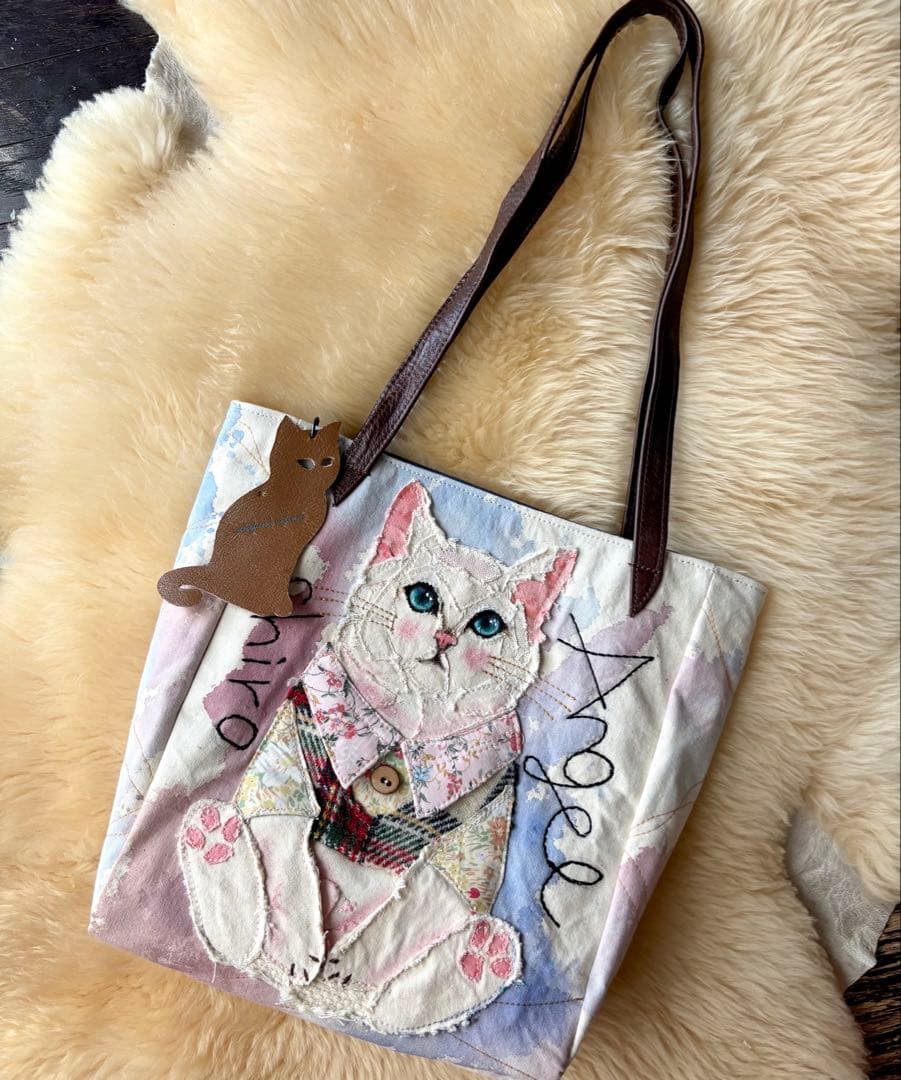 MUGI\"エンジェルしろ\"ねこのトートバッグ