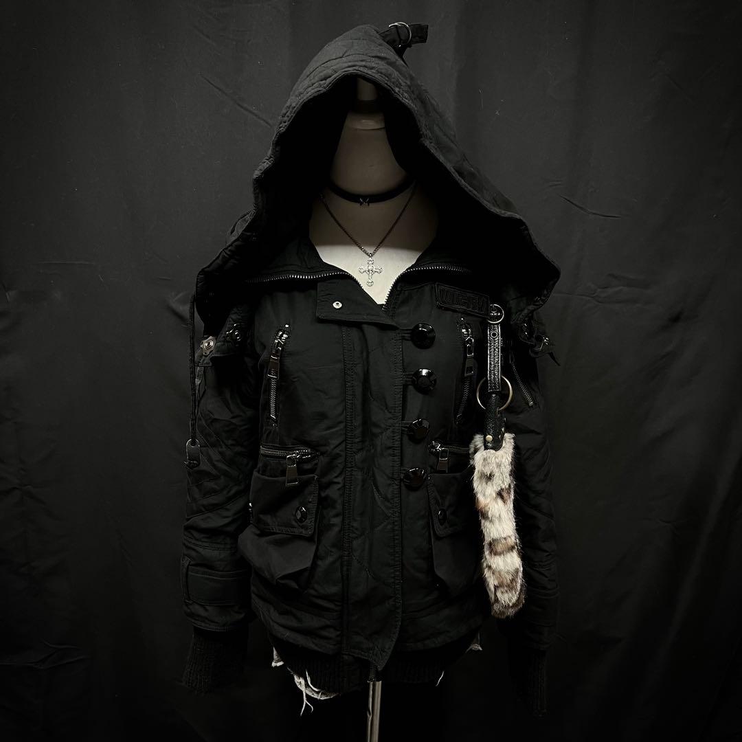 平成ギャル　y2k グランジ　ダークコア　ギミック　モッズコート　チャック　レア