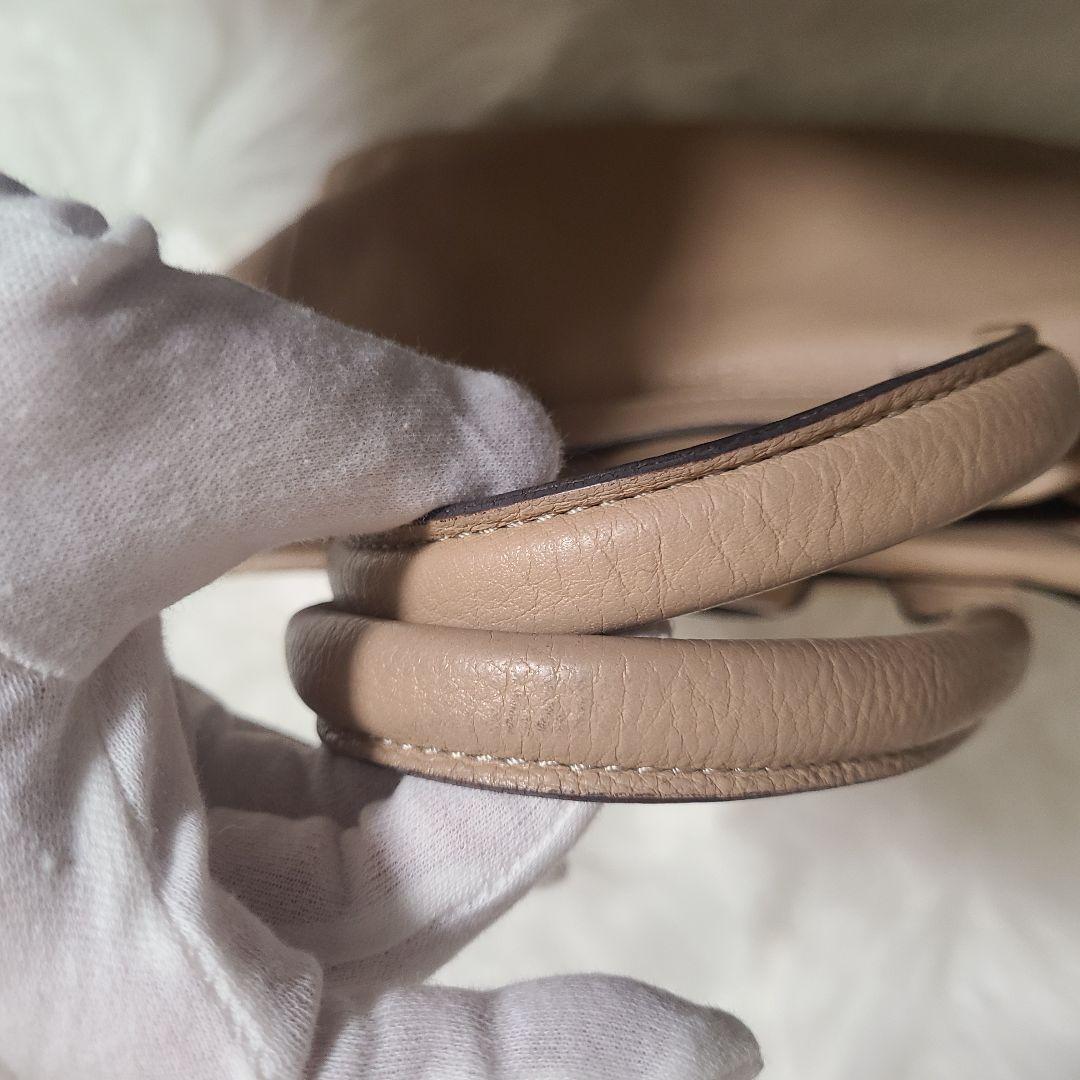 【美品】 土屋鞄 シボ革 レザーハンドバッグ ベージュ 上品 通勤 トート 軽量