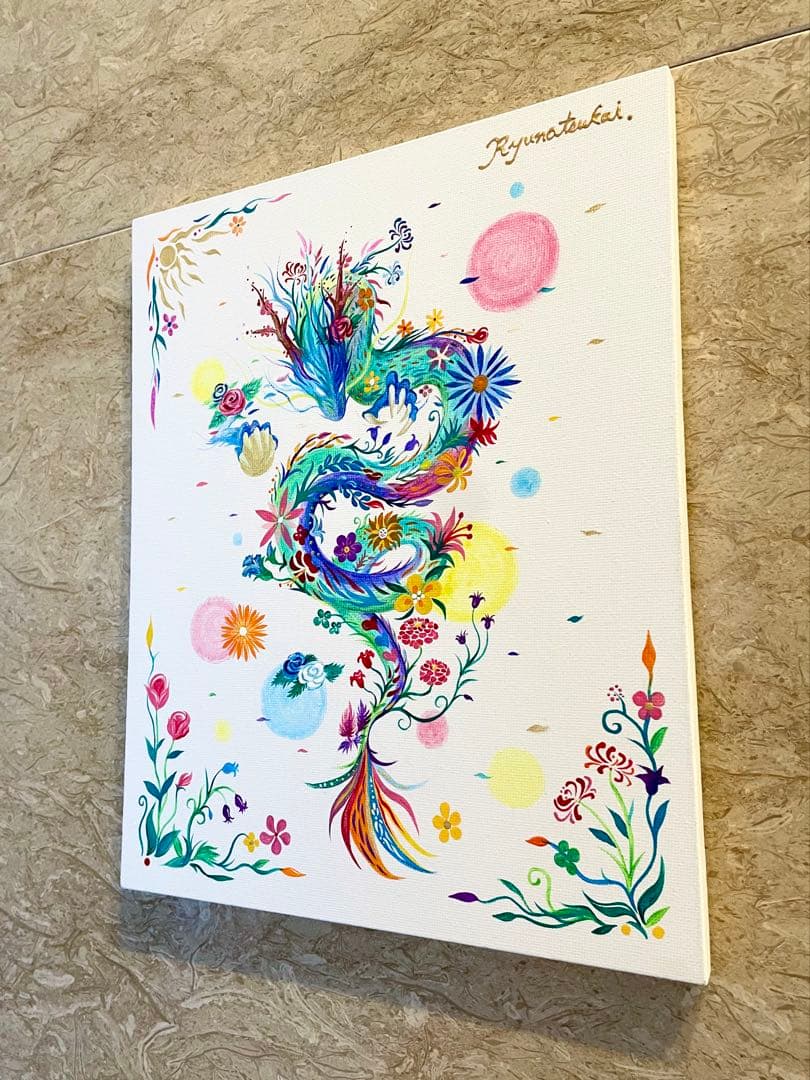 「幻の花龍」 ② アクリル画 開運絵画 龍神 抽象画 龍ノツカイ