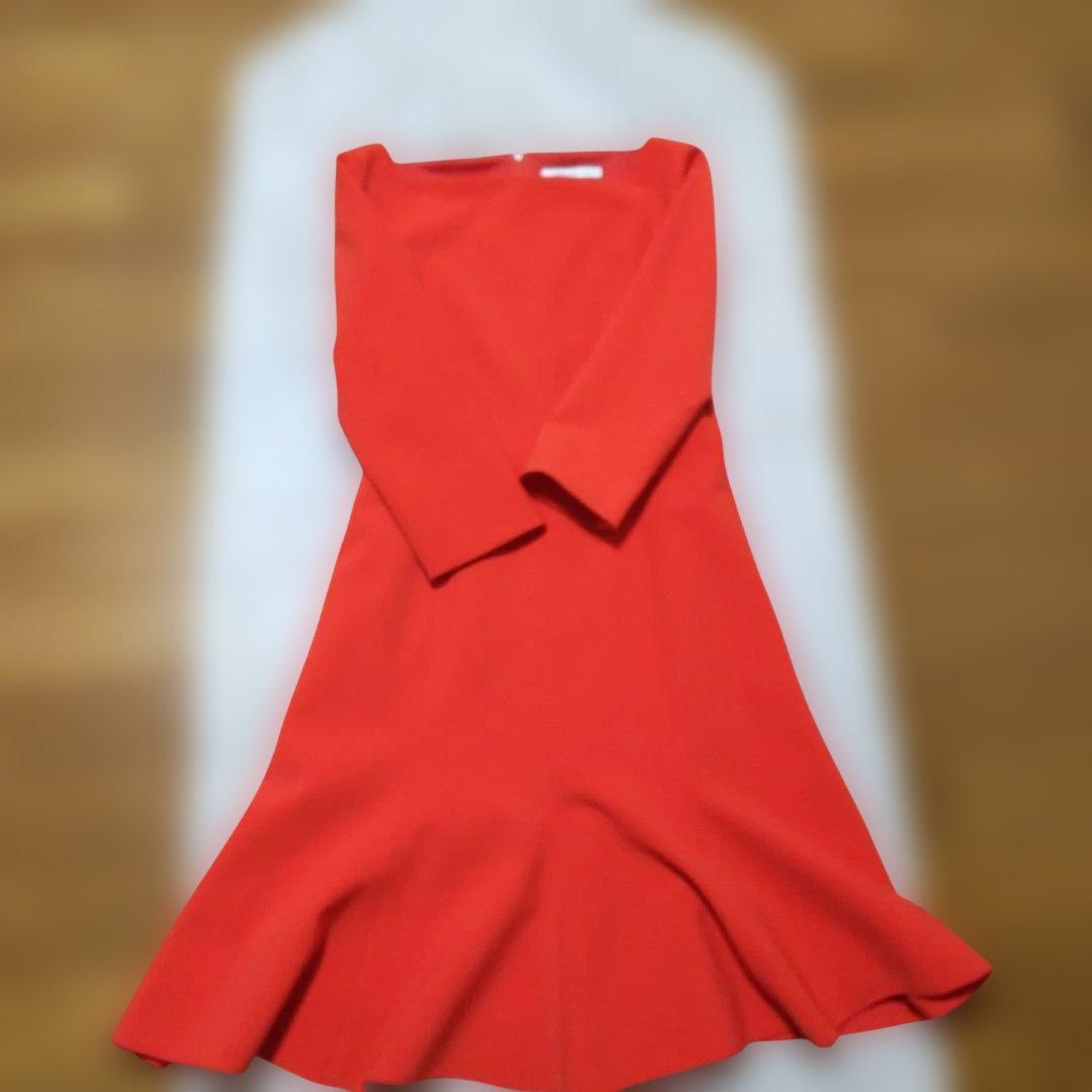 FOXEY レッド 七分袖ワンピース 38新品未使用アウトレットパック福袋