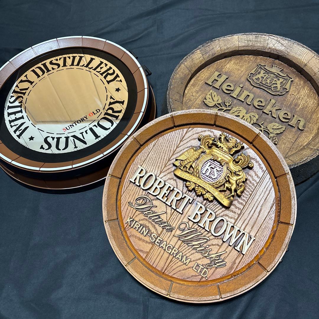 【非売品】樽型看板&樽型ミラーケース3点セット