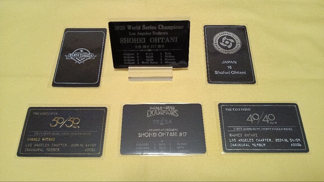 【 ドジャース 大谷５０ー５０金銀 ボール＆各種記念プレート６枚＆空ケース４個】