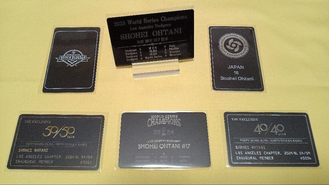 【 ドジャース 大谷５０ー５０金銀 ボール＆各種記念プレート６枚＆空ケース４個】
