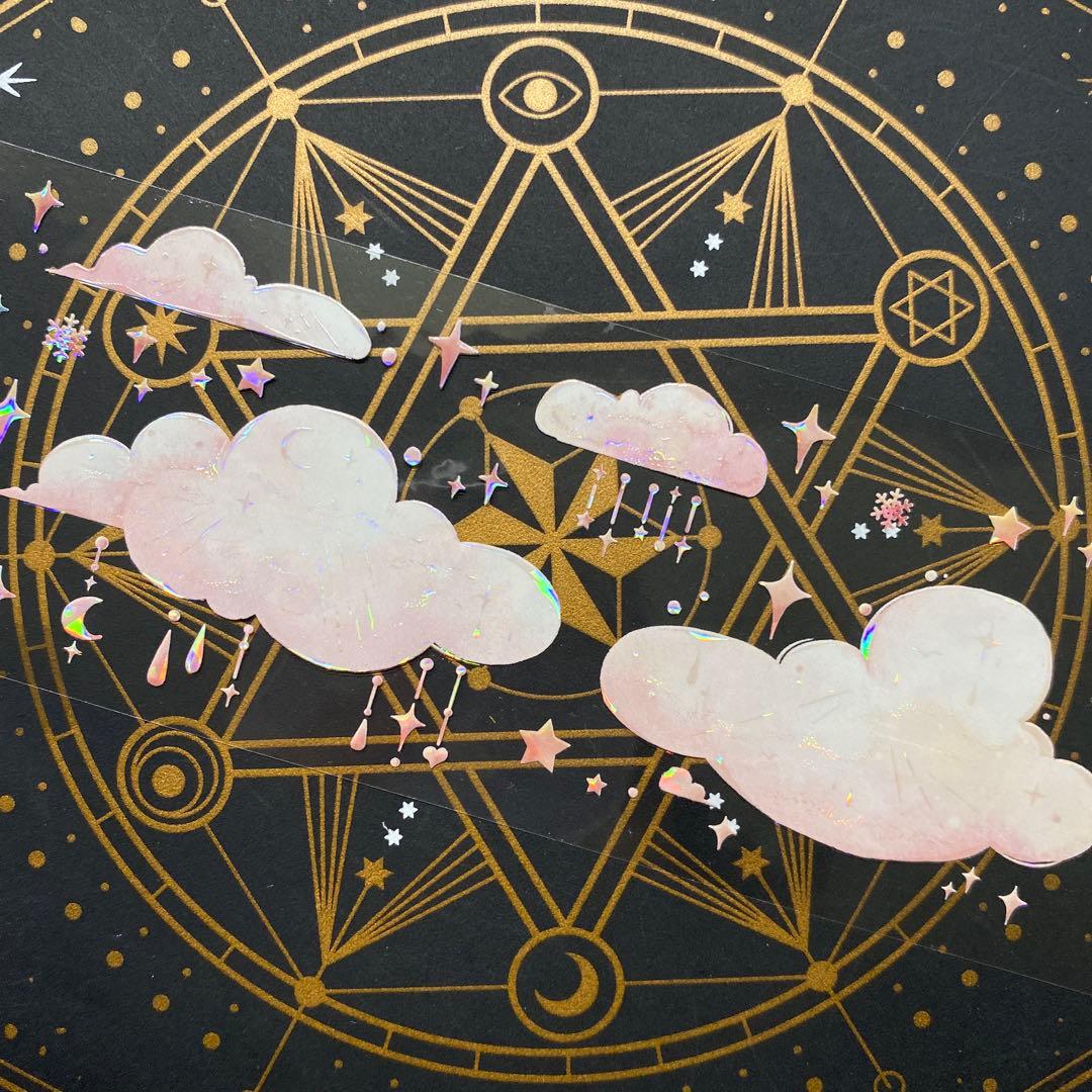 【9011】海外　マステ　中古巻　貝殻光マスキングテープ　雲　装飾系