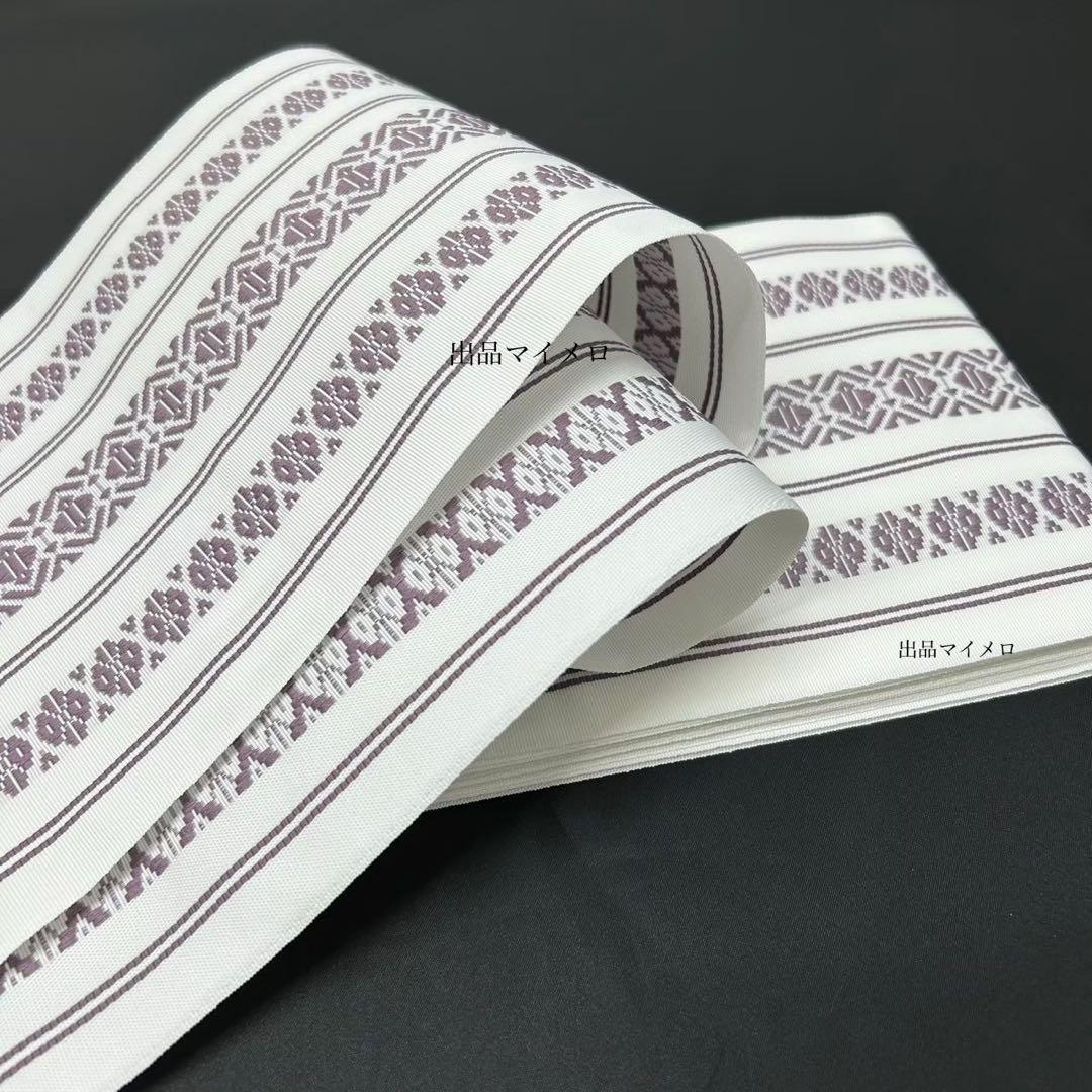 浴衣　綿麻　粋な夏着物　麻の葉柄　紺色　献上柄　半幅帯　2点　0713⑥