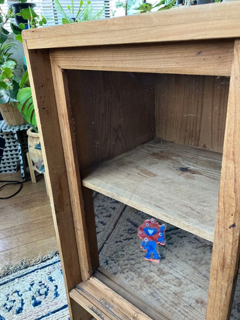 古道具　ガラス戸棚　昭和初期　ヴィンテージ家具