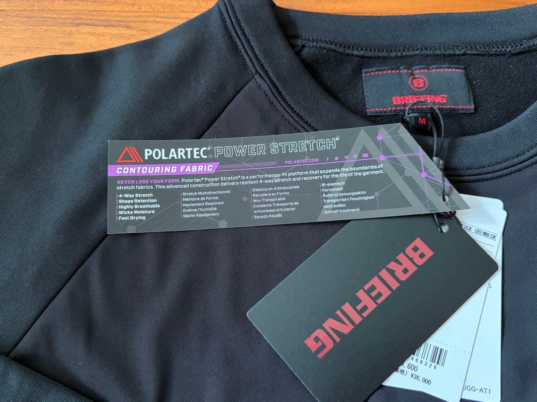 24AWブリーフィングゴルフPOLARTEC WINDBLOCKクルーネック黒M
