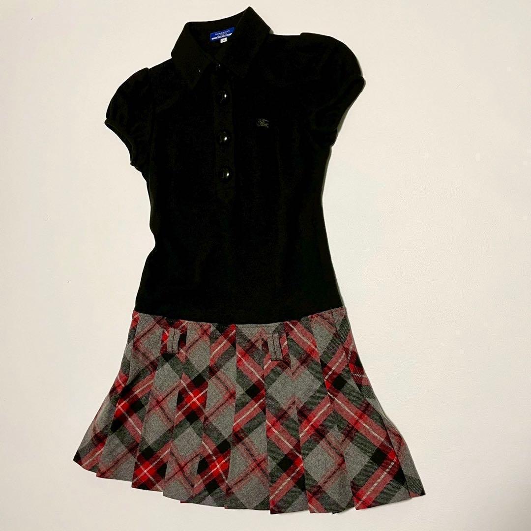 【バーバリーブルーレーベル】ドッキングワンピース ノバチェック ホースロゴ 38