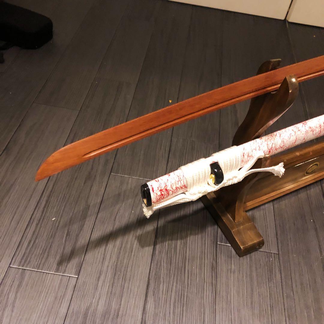 美品　本格模造刀　ローズウッド　木刀　鞘付き木刀　拵え　白拵え