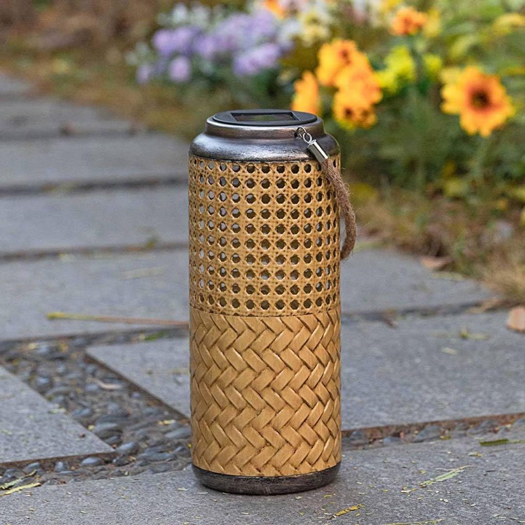 新品未開封⭐️ソーラーライト LEDランタン 籐の籠 アンティークガーデンライト