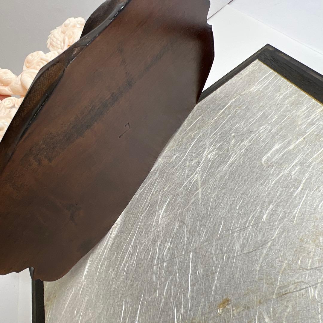 本桃色珊瑚　龍童子置物　ケース付　東Y7-1211☆2Fトヒト