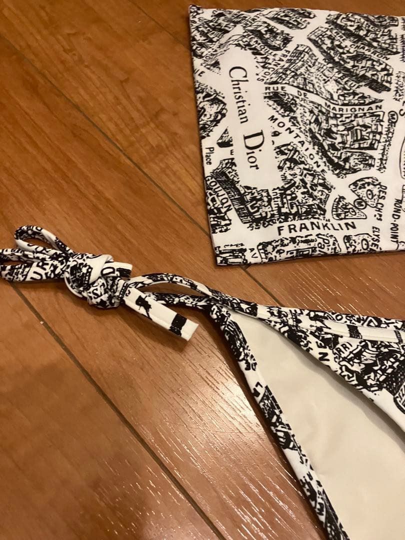 クリスチャンディオール　ビキニ ボトム　パリ　地図　総柄　白黒