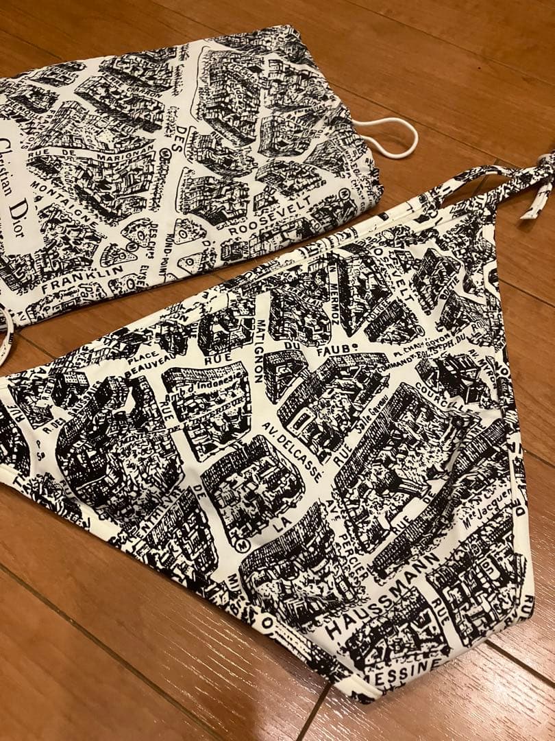 クリスチャンディオール　ビキニ ボトム　パリ　地図　総柄　白黒