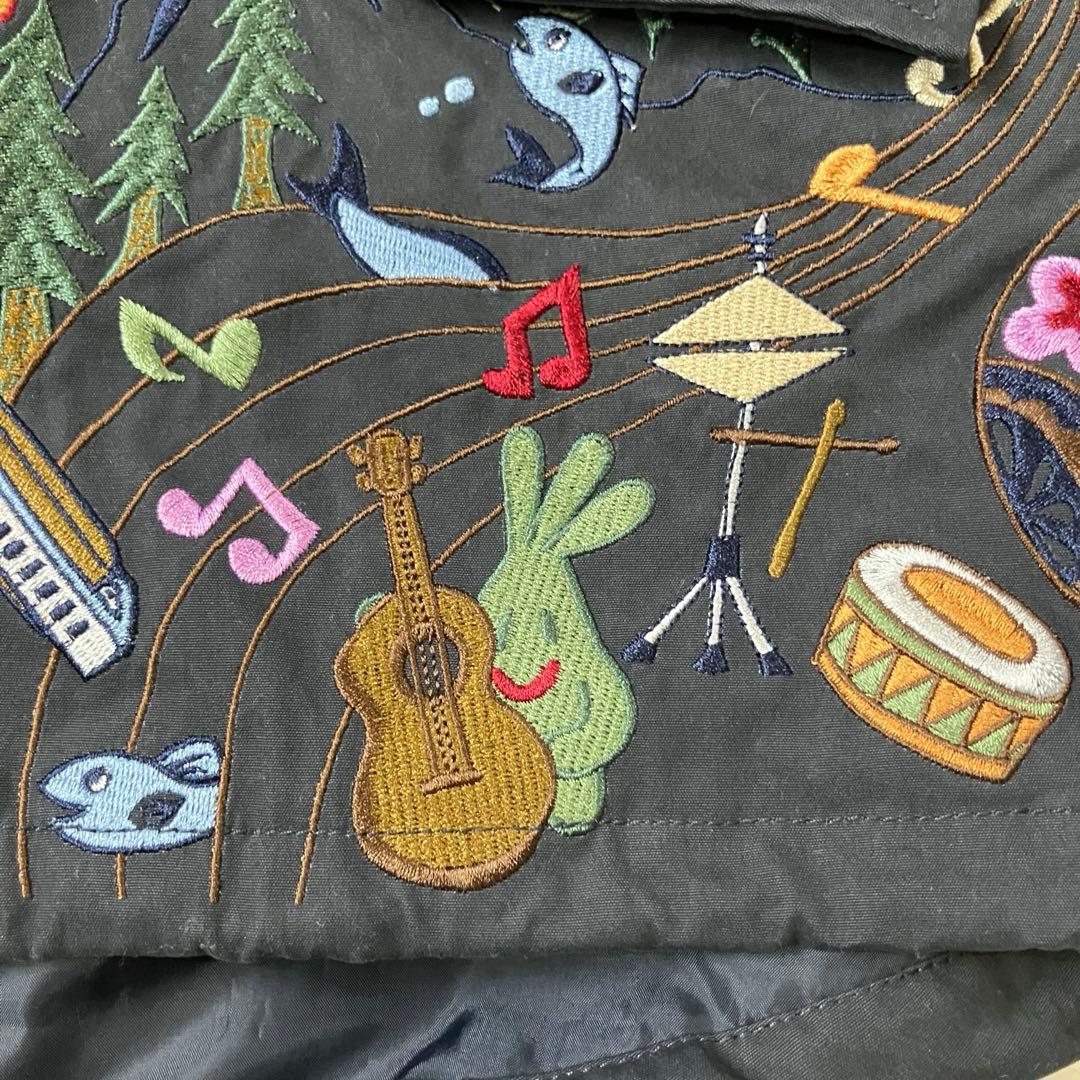 go slow caravan コードクロスパネル 刺繍 モッズコート 黒 音楽