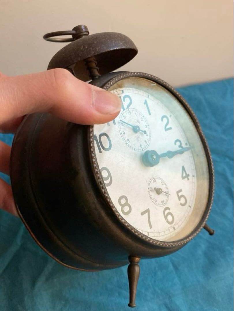 アンティーク　へそ目型目覚まし時計　置時計　ユンハンス/JUNGHANS ドイツ