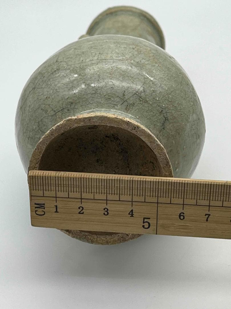 北宋時代　青白磁貫耳瓶　景徳鎮　影青　花入　花瓶　茶道具(E-96)