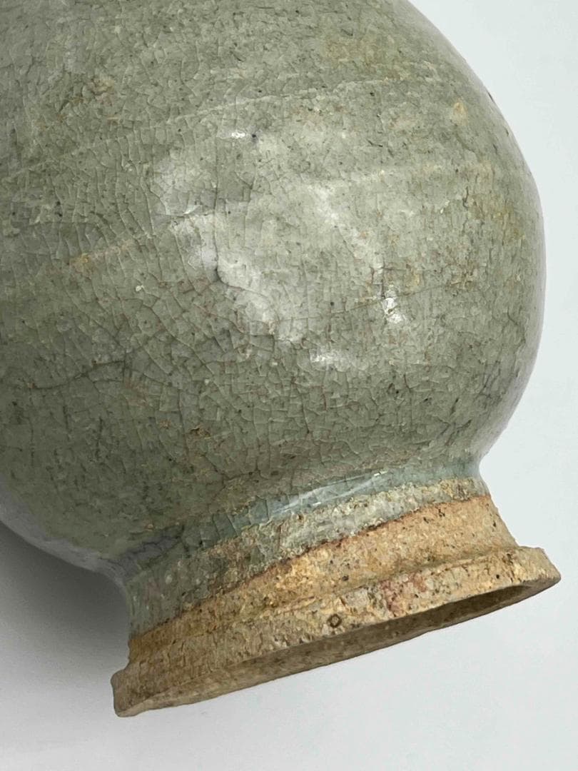 北宋時代　青白磁貫耳瓶　景徳鎮　影青　花入　花瓶　茶道具(E-96)