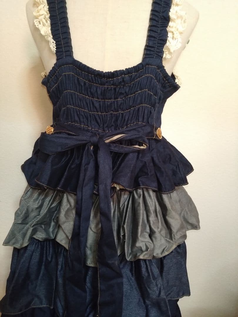 【週末処分】mam maxicimam デニムフリルワンピース