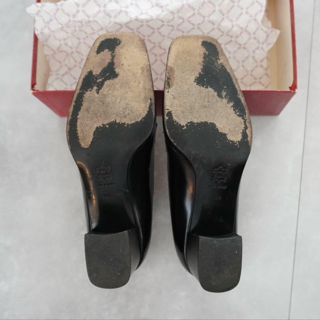 Celine 黒 タッセル付きローファー 中ヒール　36.5 23-23.5cm