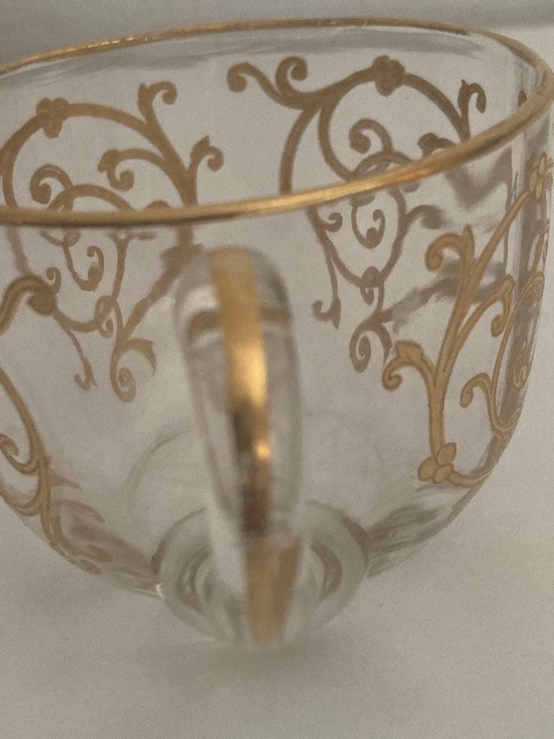 オールドサンルイ・金彩・唐草模様デザートカップ2個セット