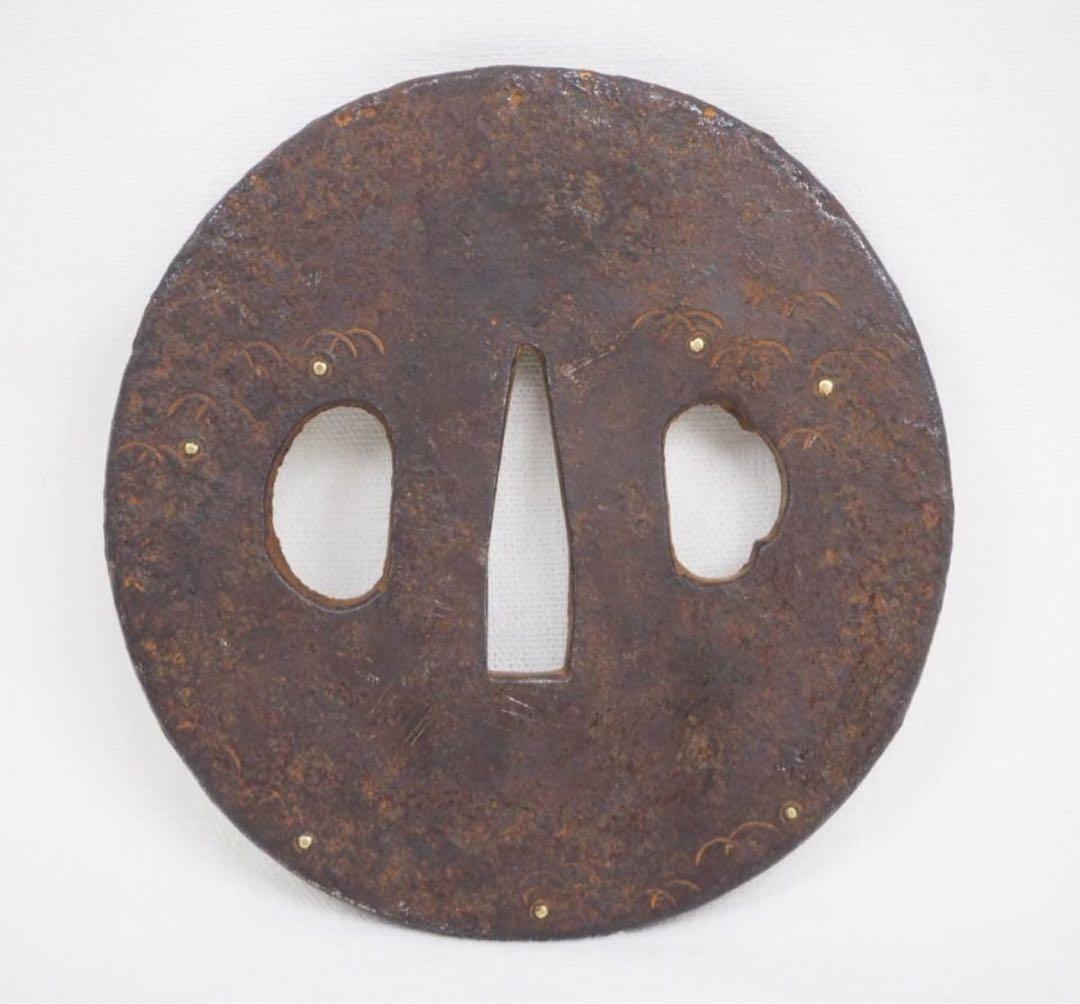 送料無料　江戸時代　星座象嵌鉄鍔