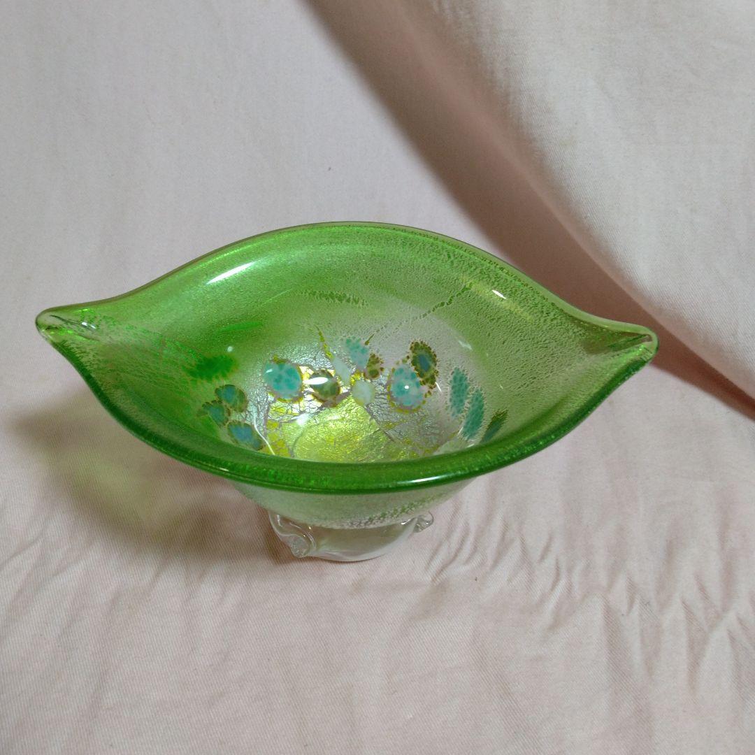 作家物　創作ガラス　 葉の形のガラス