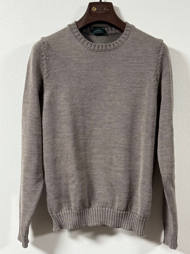 セール✨ZANONE 48 グレージュ　　クルーネック ニット