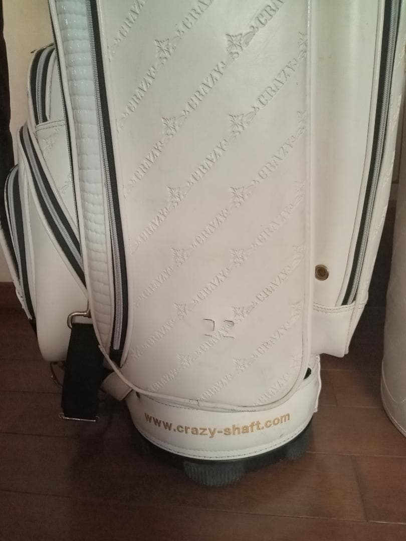 ★値下げ★CRAZY★キャディバッグ★9インチ★モノグラム型押しロゴ★白★