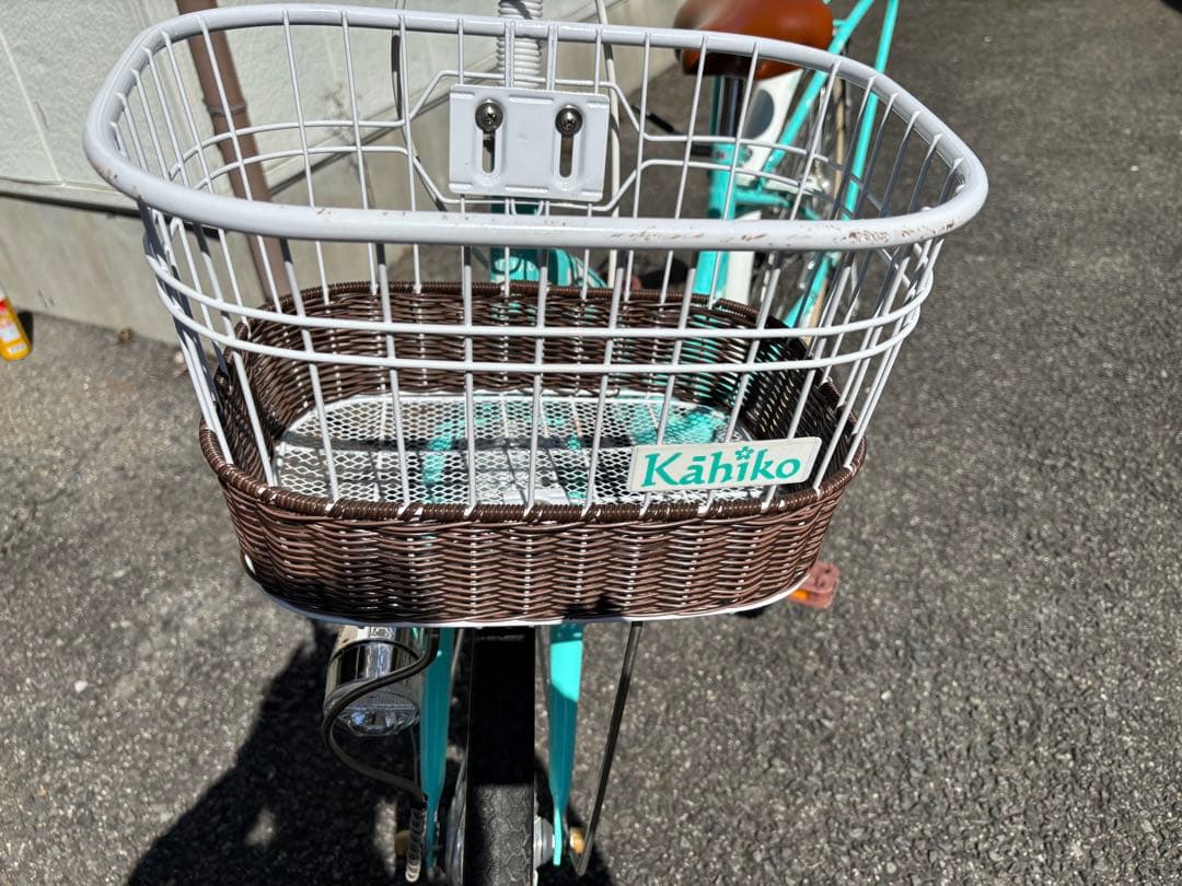 子供用自転車 24インチミントグリーン 前カゴ付き