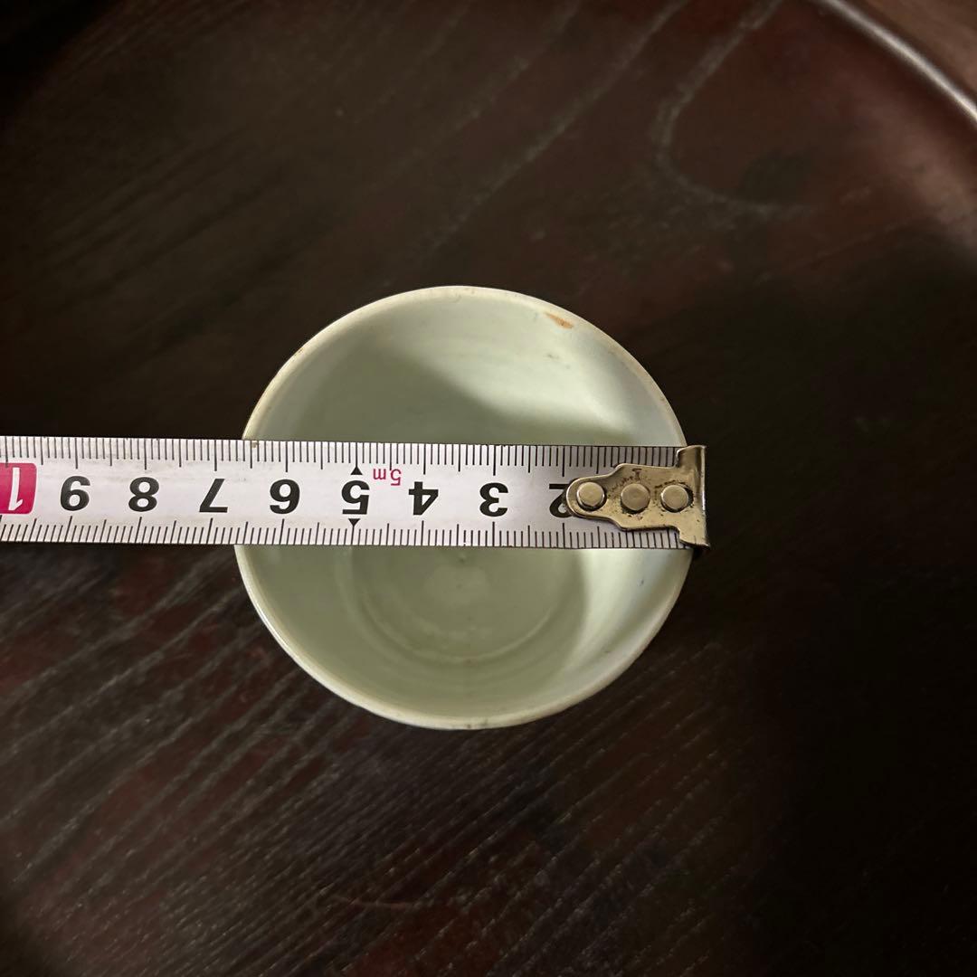 古伊万里染付　格子縞　蔓草文　④蕎麦猪口　江戸初期前期　アンティーク　白磁　李朝