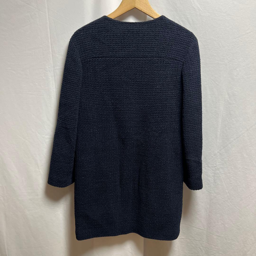 CHANEL シャネル　コットン ツイード チェーン ワンピース ネイビー