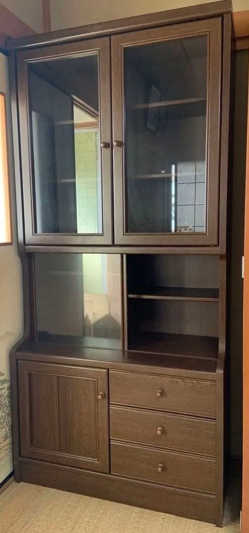 キッチンキャビネット　本棚　収納　リビング収納　キッチン収納　食器棚カップボード