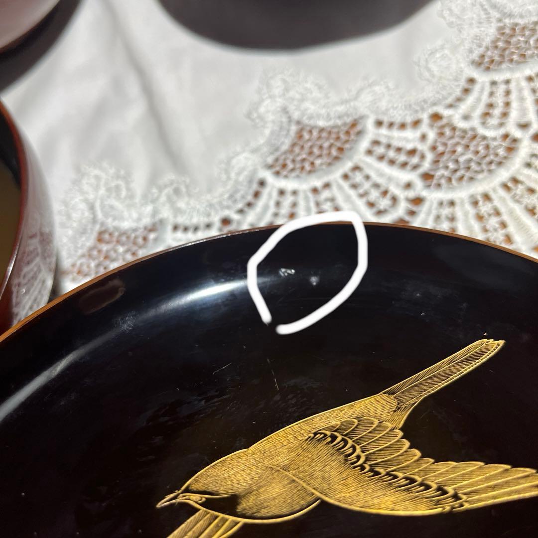 茶道 煎茶 年代物 漆器 沈金 梅に鶯 吸物椀 10客揃