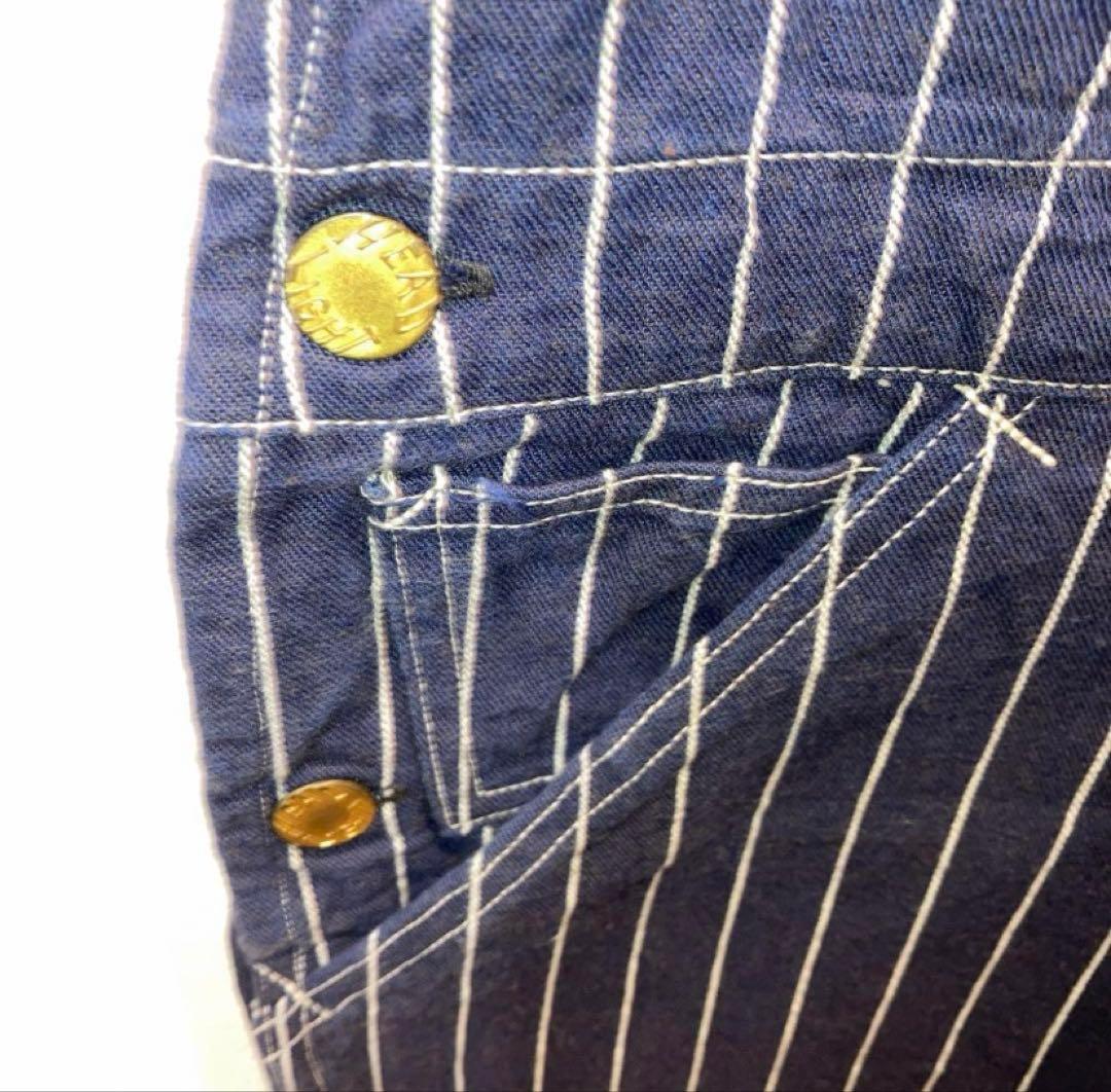 HEADLIGHT 8oz ストライプデニム　ローバックオーバーオール　36