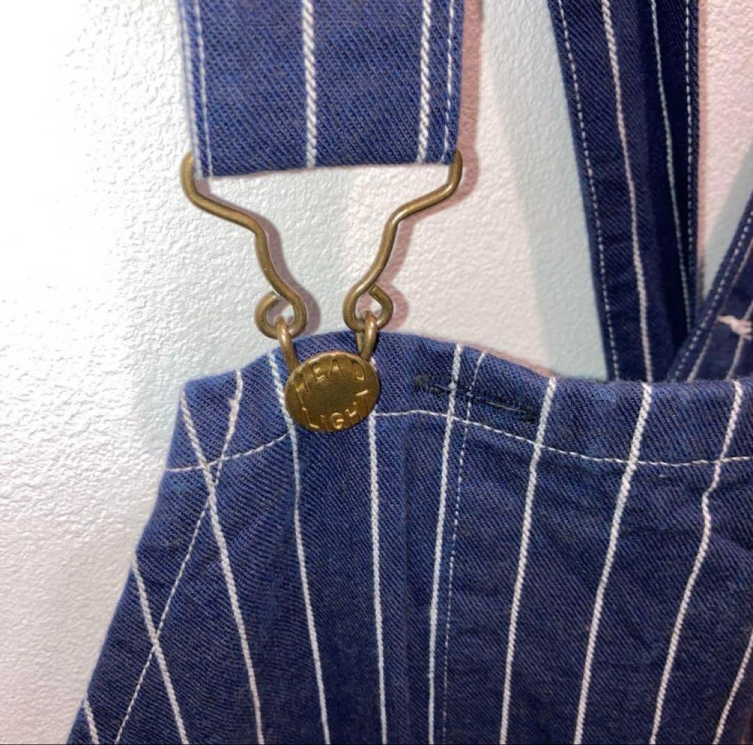 HEADLIGHT 8oz ストライプデニム　ローバックオーバーオール　36