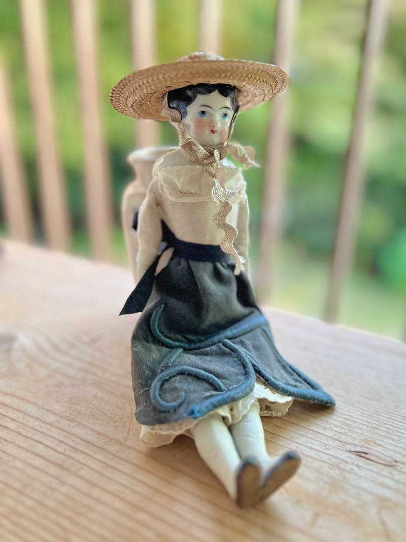 限定価格！チャイナヘッドドール　農家の花嫁　麦わら帽子　アンティーク　希少！