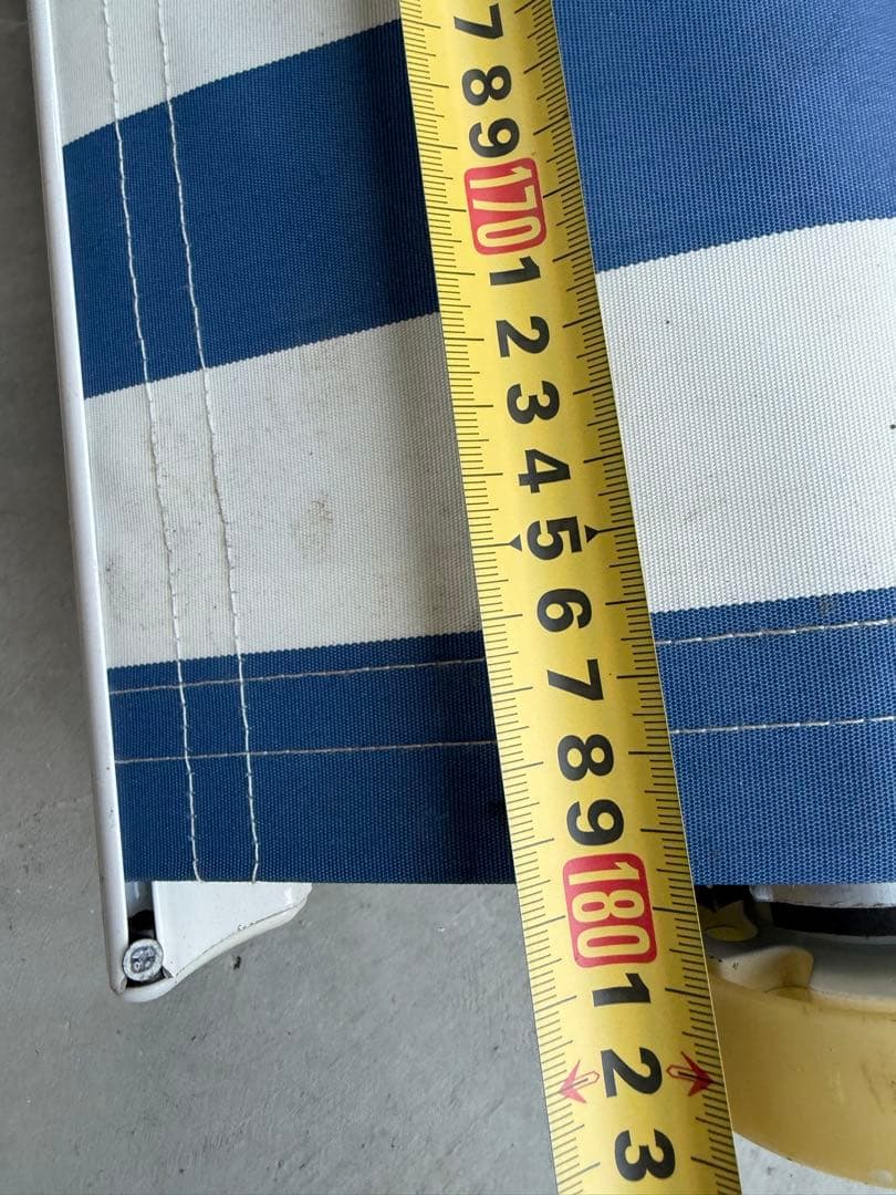 車両用オーニング 青と白のストライプ 2m