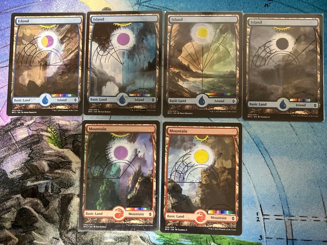 英語　グル風拡張アートの島4枚と山2枚