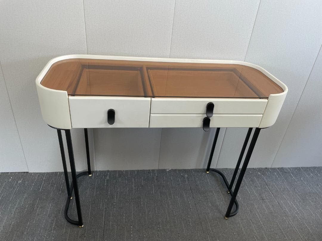 モダンなデザインのホワイトドレッサー デスクのみ 訳あり品J205-100-01