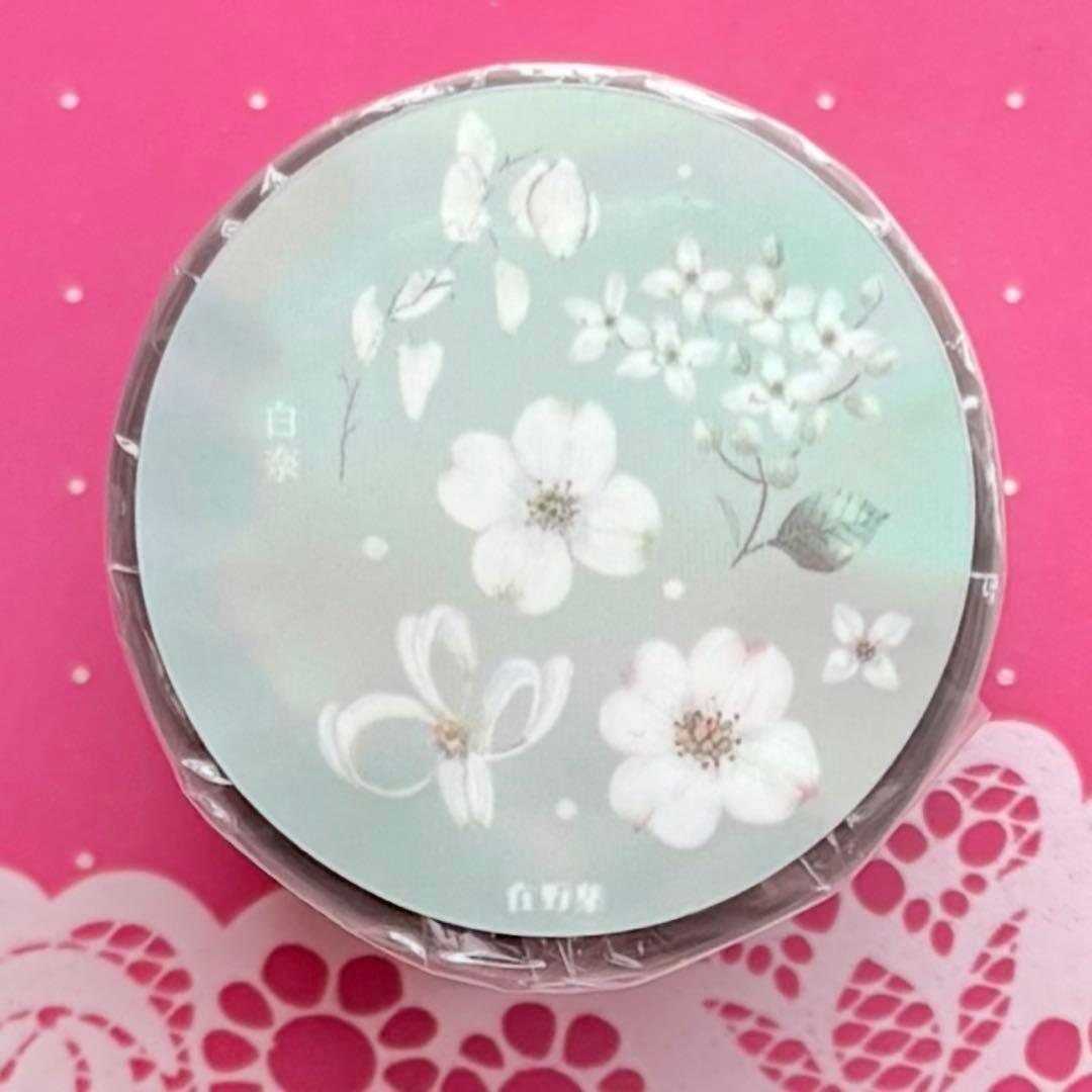 贝壳光 白奈 5cm×6m 海外マスキングテープ　花