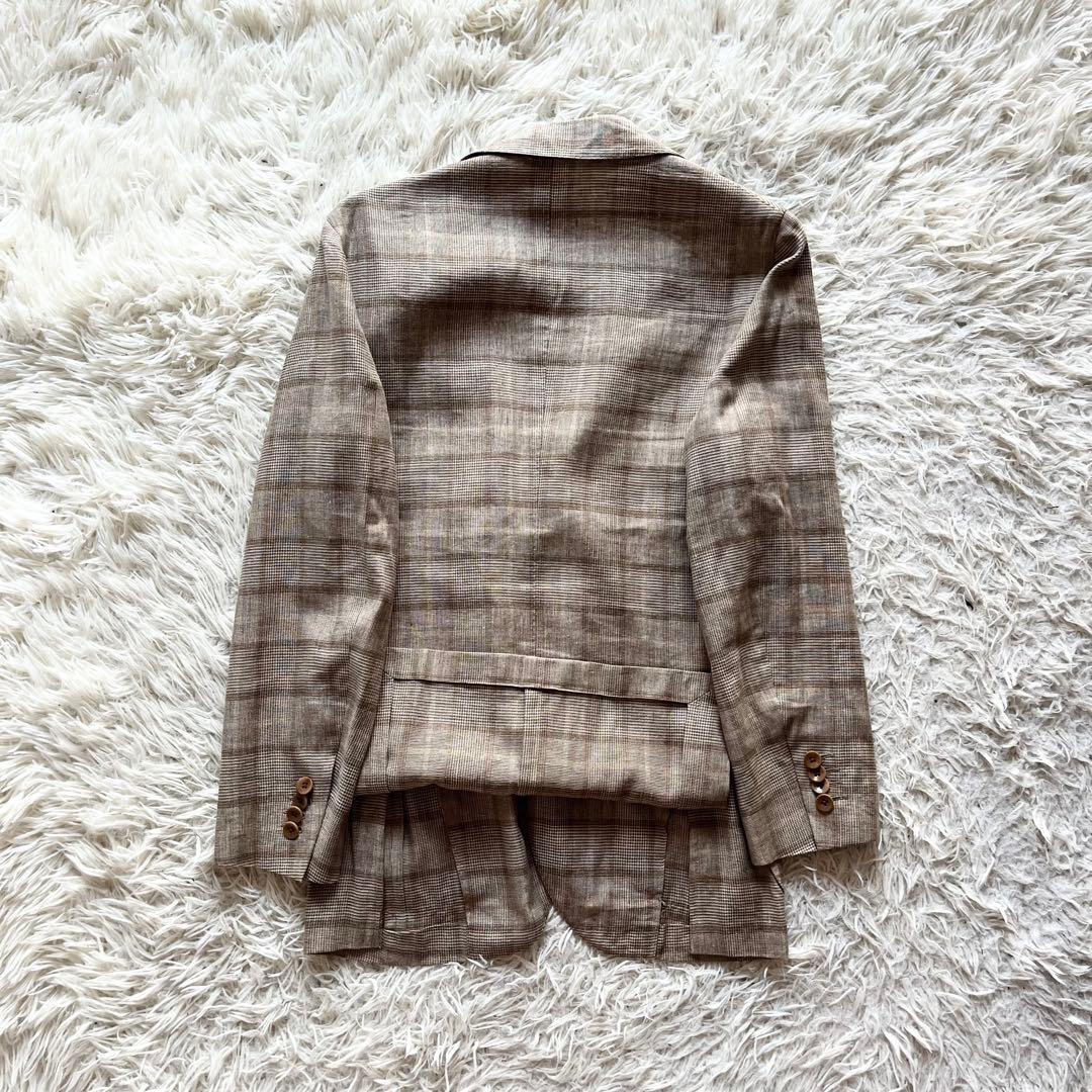 <美品>BOGLIOLI doverベージュ 春夏 シルクリネンジャケット 42