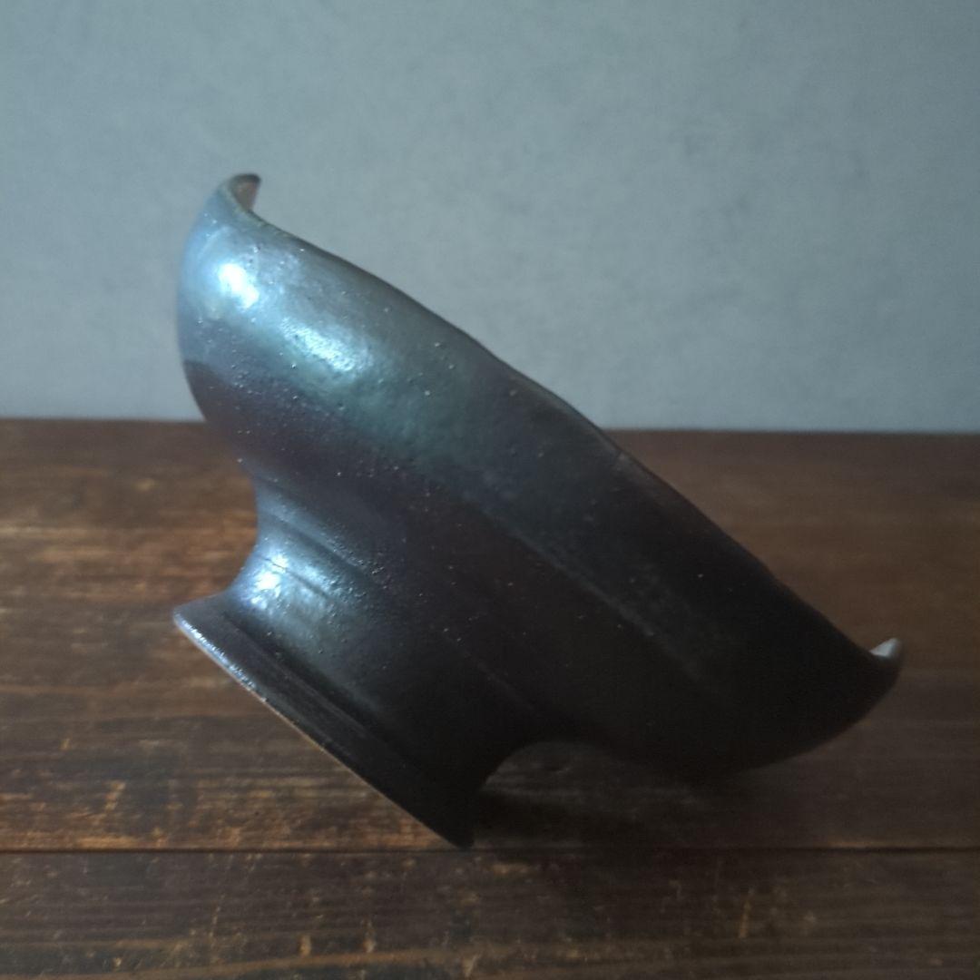 陶芸　作家もの　益子焼　島田恭子作　桜花弁型　菓子器　高台皿　コンポート